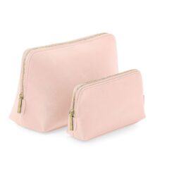 Trousse en simili cuire rose clair