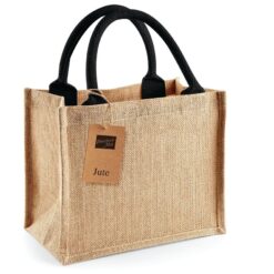 Sac en toile de jute couleur naturel et poignets couleur noir