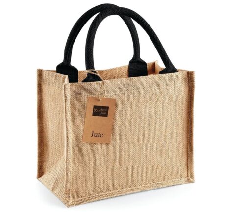 Sac en toile de jute couleur naturel et poignets couleur noir