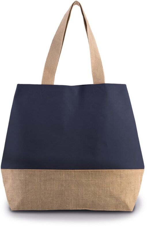 Grand sac de Shopping en toile de coton et de jute couleur Bleu marine