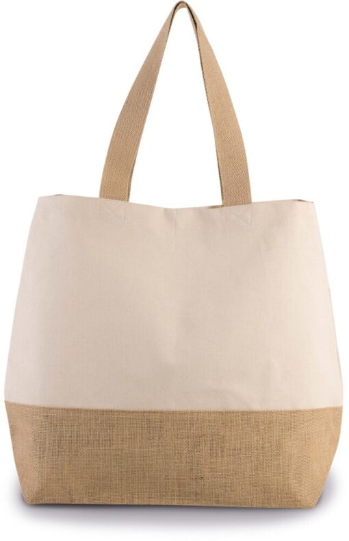 Grand sac de Shopping en toile de coton et de jute couleur naturel