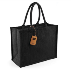 Sac en toile de jute noir grande taille 43x33x19 cm