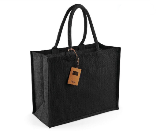 Sac en toile de jute noir grande taille 43x33x19 cm