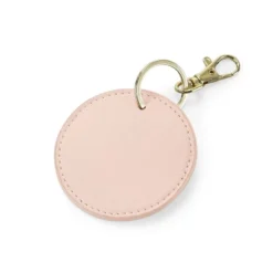 porte clé rose en similicuir de forme ronde à personnaliser