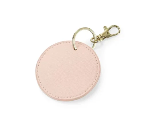 porte clé rose en similicuir de forme ronde à personnaliser